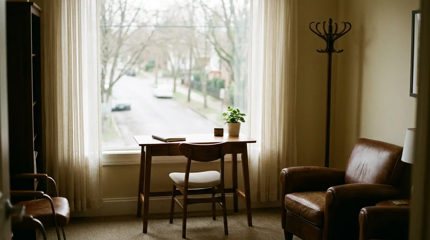 A private office check-in space